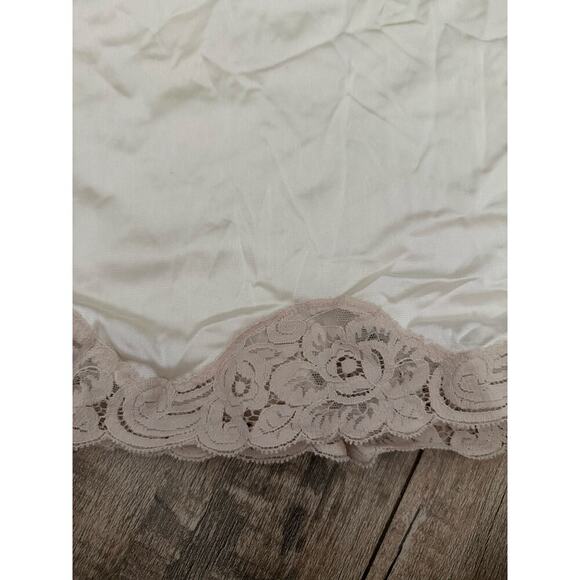 Vanity Fair Women's White All Nylon Lace Trim Slip Midi Skirt Size Medium - Picture 2 of 5